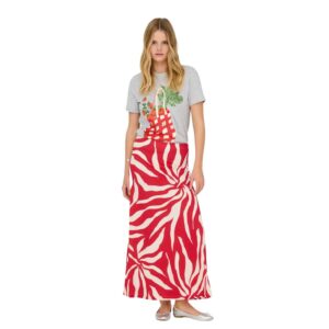 falda-roja-estampada