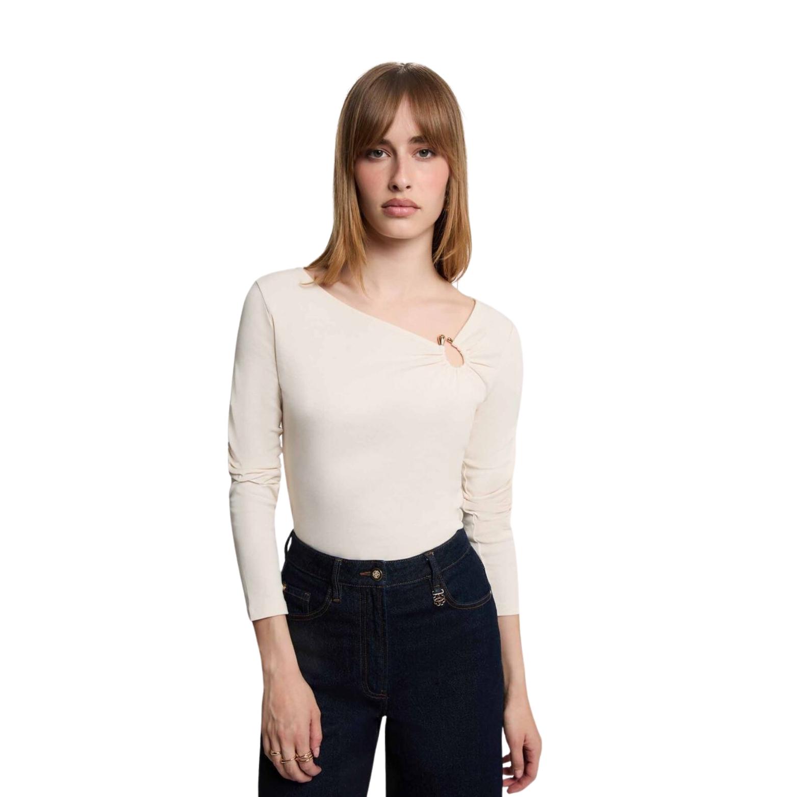 camiseta-larga-morgan camistea-beige-morgan